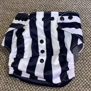 Striped Black and White Kids Diaper Cover